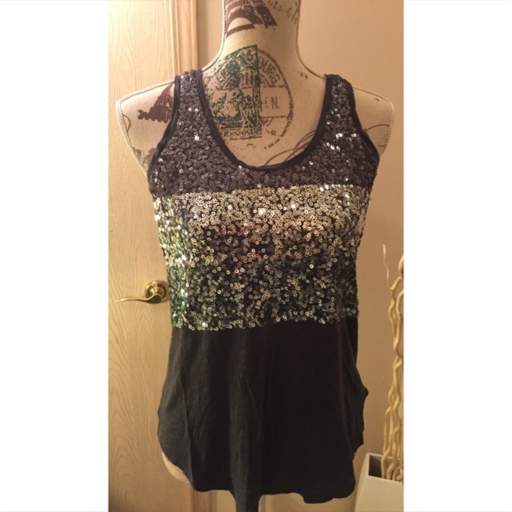 Gray three tone Express Sequin tank- bin 3